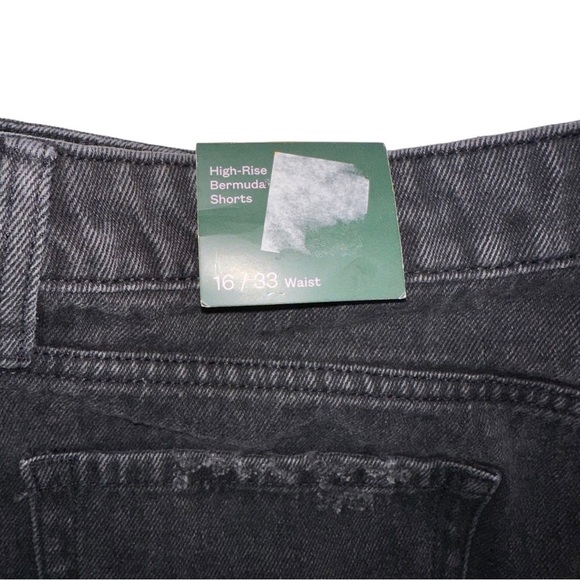 Wild Fable Women’s High-Rise Bermuda Black Wash Distressed Raw Hem Shorts - Picture 8 of 16